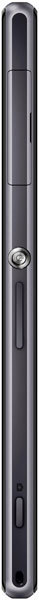 Sony Xperia Z1 rear view, showing dark gray body with camera lens and control buttons along the spine