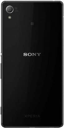 Sony Xperia Z3+ rear view, black phone with camera lens and Sony branding visible