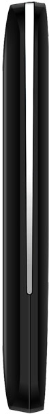 STK R45i microphone, front view, elongated black cylindrical shape with centered stripe