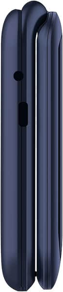 Sunbeam F1 Horizon Phone in Bluebird, open position, showing dark blue exterior and white interior screen panel