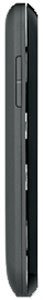 T-Mobile myTouch Q phone, side view, showing black slider form factor with buttons and ports along the edge