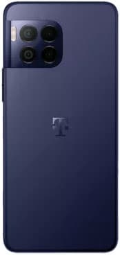 T-Mobile REVVL 7 PRO 5G rear view, dark blue phone with quad camera array