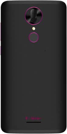 T-Mobile Revvl Plus rear view, showing camera lens with purple accent ring and fingerprint sensor on black back panel