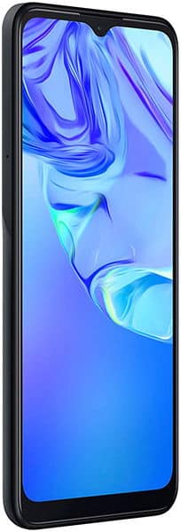 TCL 305 smartphone with black frame, front view displaying blue abstract wallpaper on screen