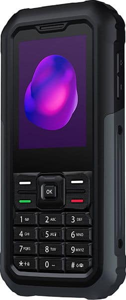 TCL 3189 mobile phone, front view, with thermal imaging display on screen and numeric keypad below