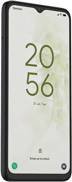 TCL 40 NxtPaper 5G front view, displaying lock screen with time 20:56 and date 21 Jul Tue on a light, paper-like display