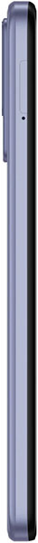 TCL 40R phone viewed from the side, showing its slim profile and dark blue finish