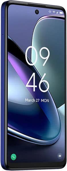 TCL 50 5G smartphone front view with display showing time 09:46 and date March 27 MON