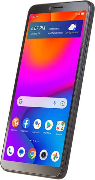 TCL Ion V smartphone, front view, displaying colorful gradient wallpaper with home screen and app icons