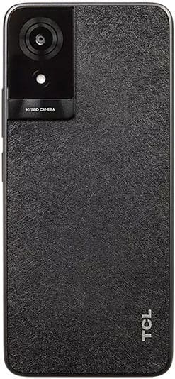 TCL K24 smartphone rear view, showing hybrid camera and textured black back panel
