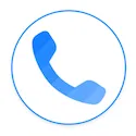 Front view of a blue phone handset icon in a thin blue circle on white, representing robocall blocking features.