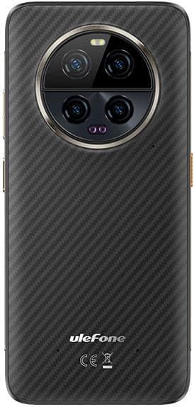 Rear view of black Ulefone Armor 23 Ultra with circular triple-lens camera, two sensors, textured back, and Ulefone logo.
