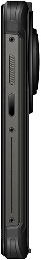 Side view of Ulefone Power Armor 16S showing textured button, port, two screws, and raised rear camera module.