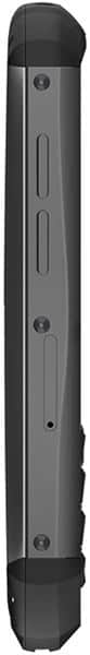 Unihertz Titan Pocket side view showing narrow profile with buttons and ports along black and gray body