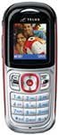 Front view of silver Telus UTStarcom 860 flip phone, color display lit, keypad and navigation buttons visible below screen.