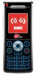 UTStarcom Slice mobile phone, front view, showing red and blue display screen with keypad and navigation buttons