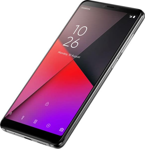Vodafone Smart X9 front view with display showing time 10:26 and colorful gradient wallpaper in red and purple tones