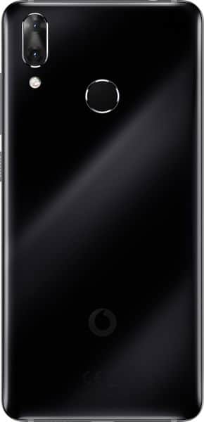 Vodafone Smart X9 rear view, black phone with dual camera and fingerprint sensor