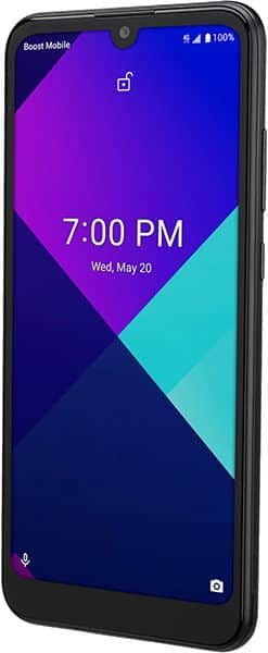 Front view of a black Wiko Ride 3 showing blue-purple wallpaper, 7:00 PM, May 20, Boost Mobile signal, and full battery.
