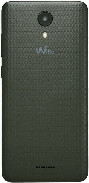 Rear view of Wiko Ride showing textured back, single camera with LED flash, bottom speaker grille, and logo below the camera.