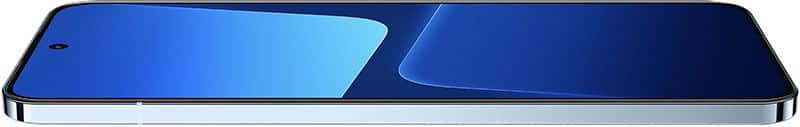 Xiaomi 13 smartphone, front view with blue gradient display and silver frame