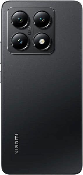 Xiaomi 14T rear view, black, showing quad camera setup with four circular lenses and flash