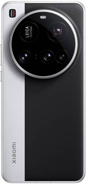 Xiaomi 15 Ultra rear view, showing large circular camera module with multiple lenses and Leica branding on white and black body