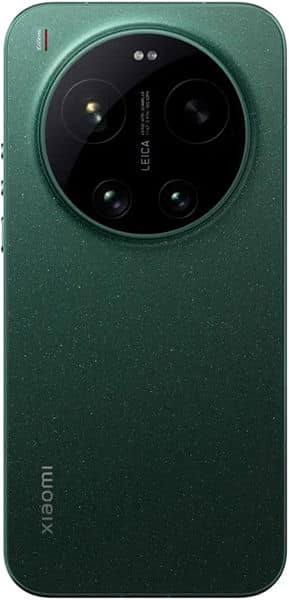 Xiaomi 17 Ultra rear view, green finish with circular camera module containing four lenses arranged around "LEICA" branding