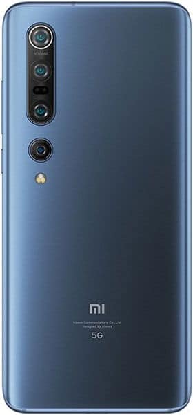 Xiaomi Mi 10 Pro 5G rear view showing blue finish with quad camera setup and MI branding
