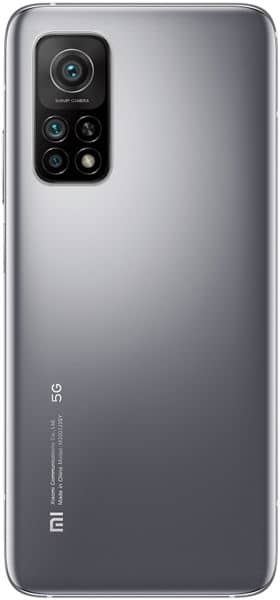 Xiaomi Mi 10T rear view, showing quad camera module and gray gradient back panel with "5G" label