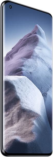 Xiaomi Mi 11 Ultra front view with display showing abstract mountain landscape wallpaper
