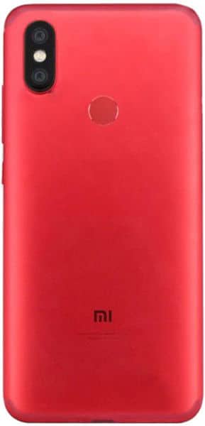 Xiaomi Mi 6X rear view, red body with dual camera and fingerprint sensor