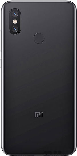 Xiaomi Mi 8 rear view, black, showing dual camera and fingerprint sensor