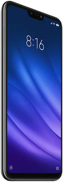 Xiaomi Mi 8 Lite front view, showing display with time 8:16 and blue gradient wallpaper