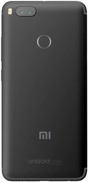Xiaomi Mi A1 rear view, black, showing dual camera and fingerprint sensor
