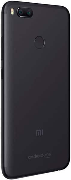 Xiaomi Mi A1 rear view, black finish with dual camera and fingerprint sensor visible