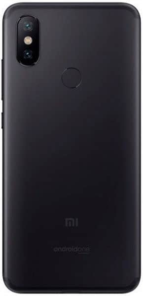 Xiaomi Mi A2 rear view, black, showing dual camera setup and fingerprint sensor