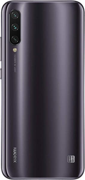 Xiaomi Mi A3 rear view showing triple camera setup and dark purple gradient finish