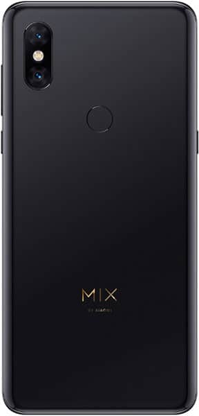 Xiaomi Mi Mix 3 rear view, black phone with dual camera and fingerprint sensor