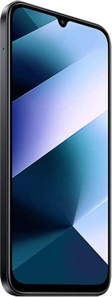 Xiaomi Poco C85 front view showing waterdrop notch display with blue geometric wallpaper