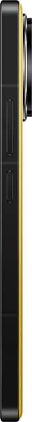 Xiaomi Poco F7 Ultra side view showing black frame with gold accent stripe