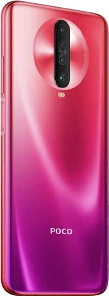 Xiaomi Poco X2 rear view, pink-to-purple gradient finish with triple camera lens module