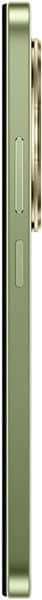Xiaomi Redmi 14C side view showing the phone's slim profile with button placement and antenna lines on a light green back panel