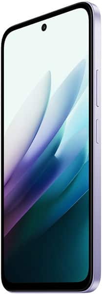 Xiaomi Redmi 15 4G front view with purple and teal gradient display and light purple frame