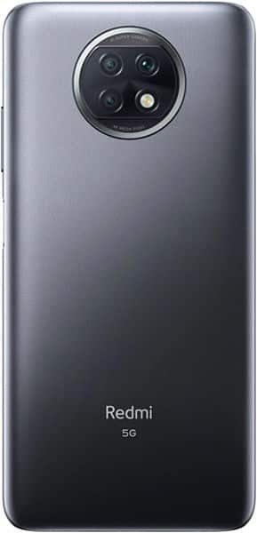 Xiaomi Redmi Note 9T rear view, showing dark gray body with circular camera module containing four lenses and LED flash