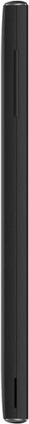 XOLO A600 phone shown from the side, displaying its slim black rectangular profile with textured back panel