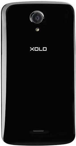 XOLO Omega 5.0 smartphone, rear view, showing black back panel with camera lens and branding