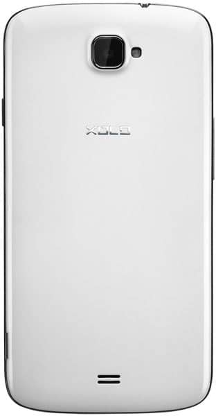 XOLO Q1000 Opus rear view, white smartphone with black camera and speaker grille