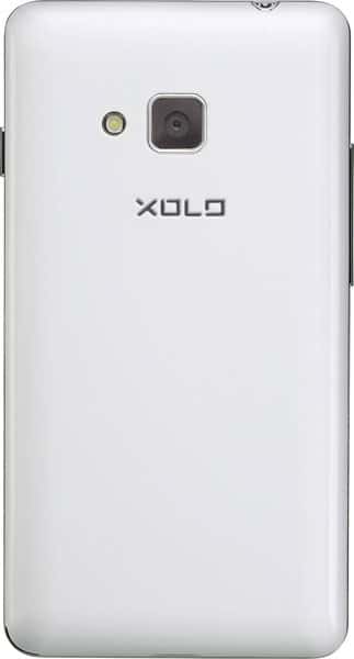 XOLO Q500 smartphone, rear view, showing white back panel with camera and branding