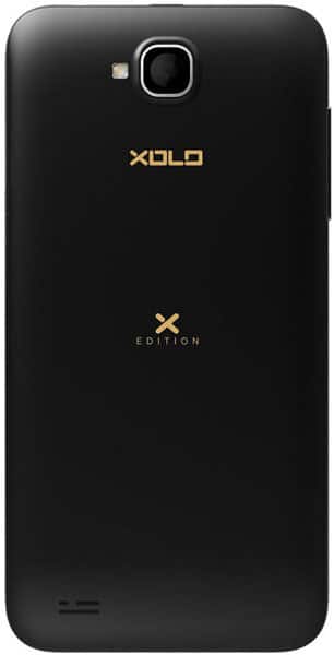 XOLO Q800 X-Edition smartphone rear view, black with gold logo and camera